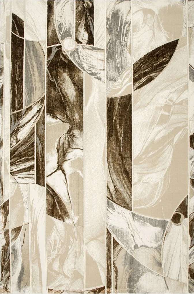 Puha Szőnyeg Csillogó Gyapjú Barna Bézs Krém Virágok Modern Elisa 120x170 cm