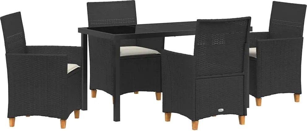 vidaXL Kert étkező szett 5 pcs Fekete polirattan