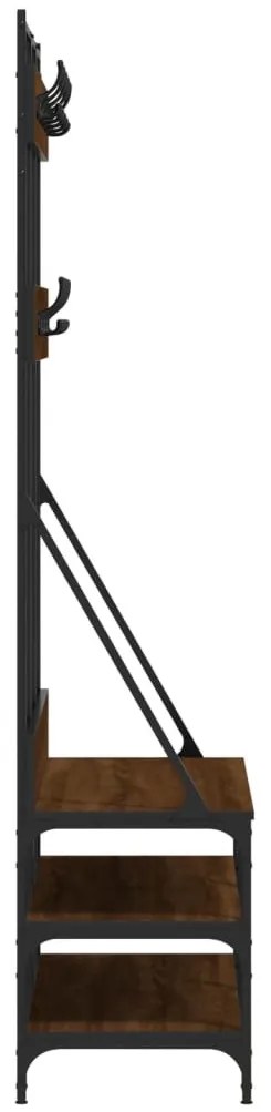 barna tölgyszínű ruhafogas cipőpolccal 100x40x184 cm