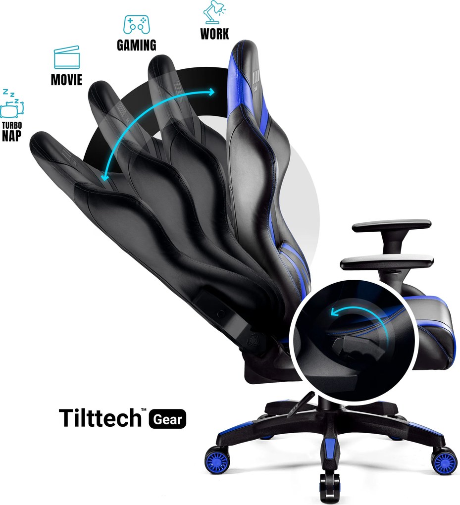 Gamer szék műbőr Normal Size, fekete-kék: Diablo X-Horn 2.0