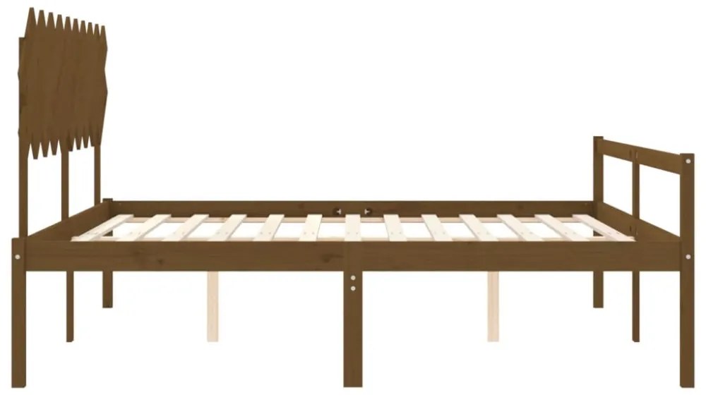 mézbarna tömör fa ágy időseknek fejtámlával 200x200 cm