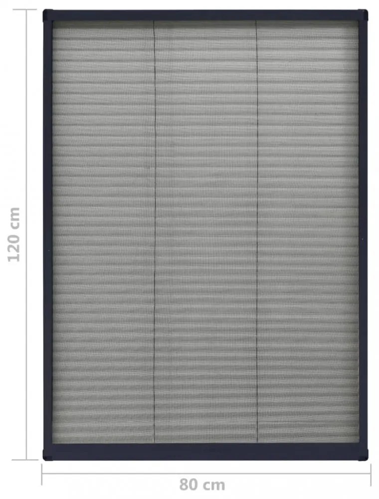 antracitszürke alumínium pliszé ablakszúnyogháló 80 x 120 cm