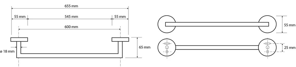 SAPHO XB400 X-Round fekete X-Round törölközőtartó,fekete