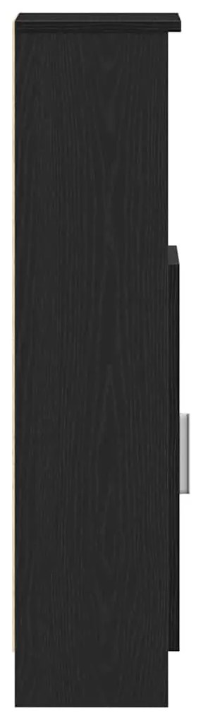 fekete fürdőszobaszekrény tekercstartóval 20,5x22x90 cm