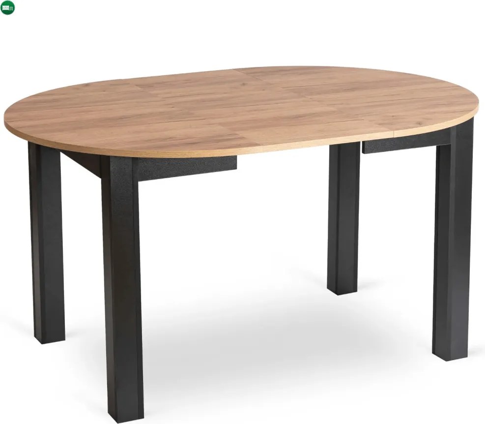 szett étkezőasztal HARRY 102-142 cm craft tölgy/fekete és 6 szék CHRIS szürke