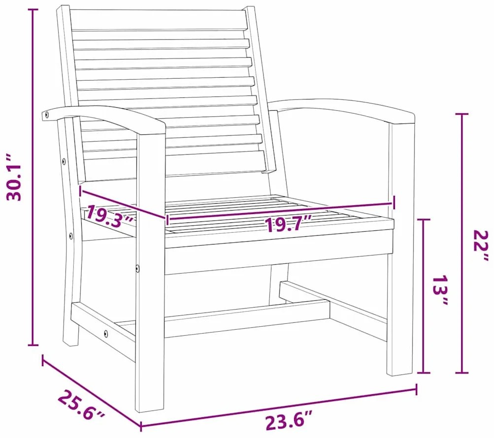 Kerti székek 2 pcs Természetes 60 x 65 x 76.5 cm Tömör tíkfa
