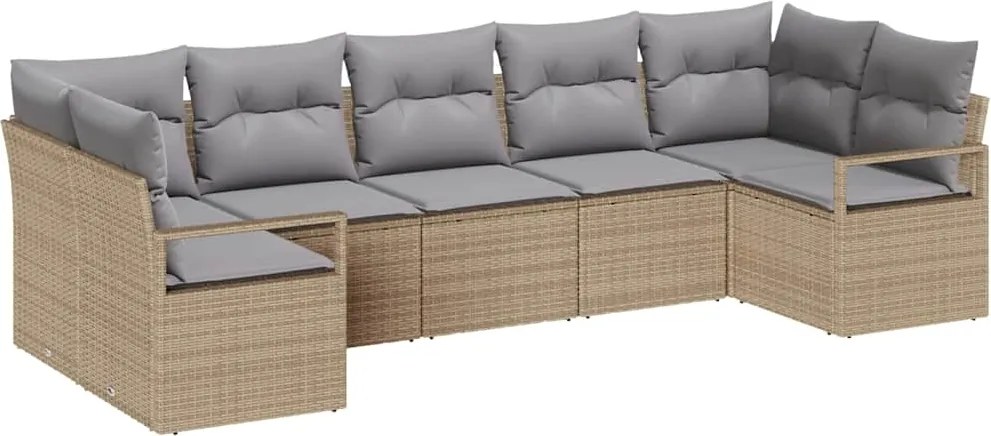 vidaXL Kerti Kanapé Szett 7 pcs Beige és Világosszürke polirattan