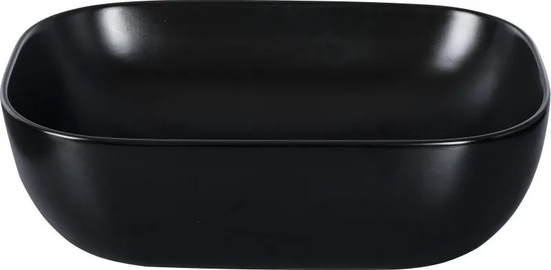 Eros SMILE 3 - PULTRA ültethető - Top Counter - porcelán mosdó - MATT FEKETE - 46,5 x 32,5 x 13 cm