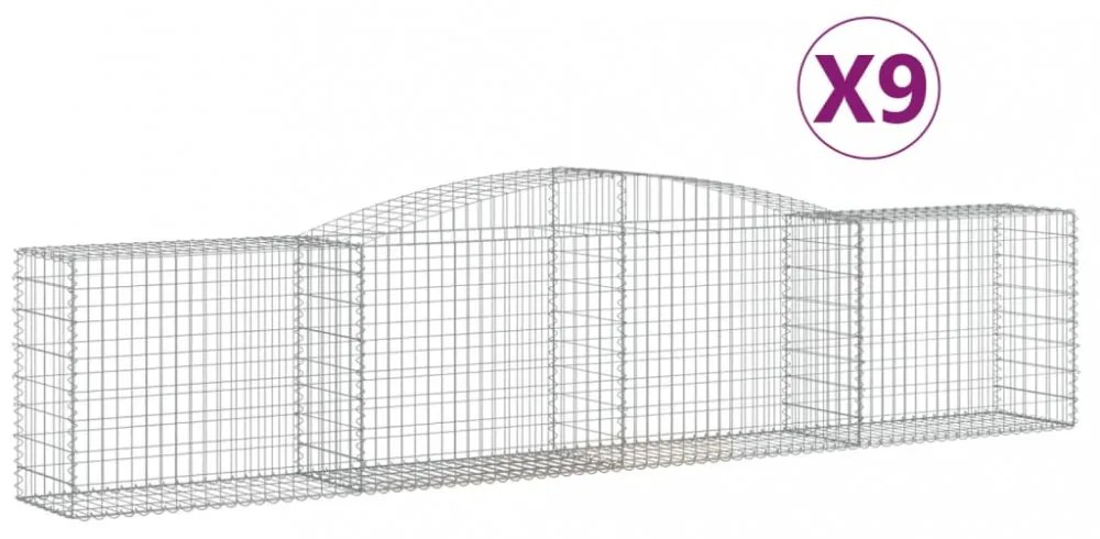 vidaXL 9 db íves horganyzott vas gabion kosár 400x50x80/100 cm