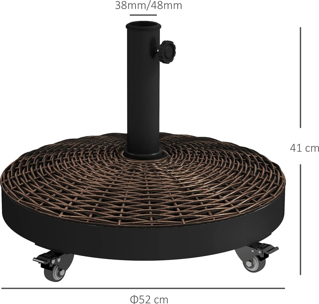 Outsunny Napernyő Talapzat Tartó 22,7 kg (50 lbs) 4 Kerekekkel - Ø 52 x 41H cm - Bronz | Aosom