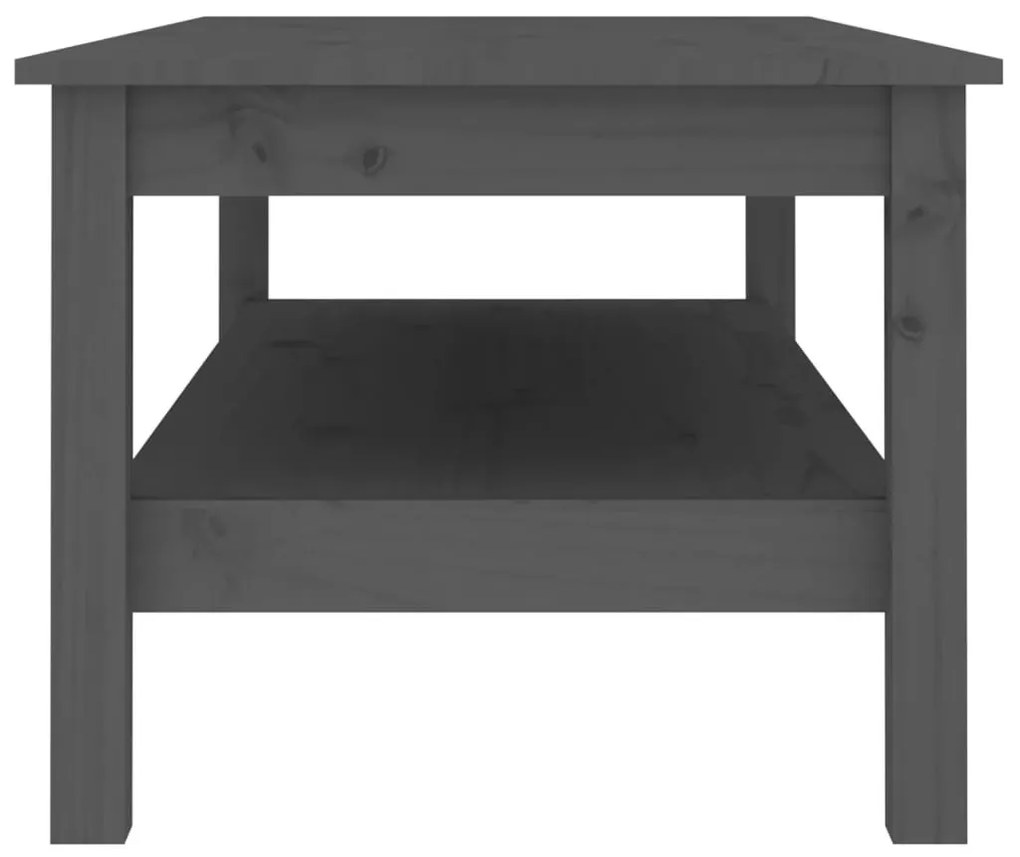Szürke tömör fenyőfa dohányzóasztal 110 x 50 x 40 cm