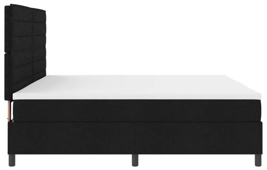 Rugós ágy matraccal és LED világítással, fekete, 200x200 cm, szövet