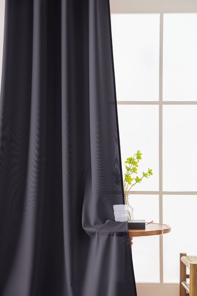 Függöny OXFORD LIGHT 140x250 cm, sötétszürke Felfüggesztés: Hullámos sínszalag