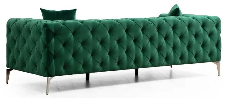 Sötétzöld bársony kanapé 237 cm Como – Artie