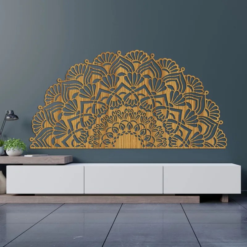 Modern, félig fából készült mandala falra | MENSIS
