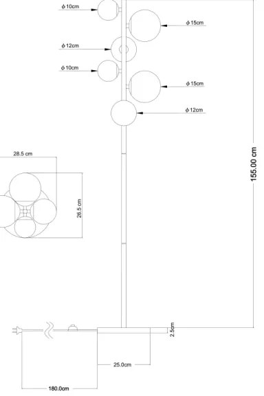 Globo 56135-6S - LED Állólámpa RIHA 6xG9/3W/230V sárgaréz