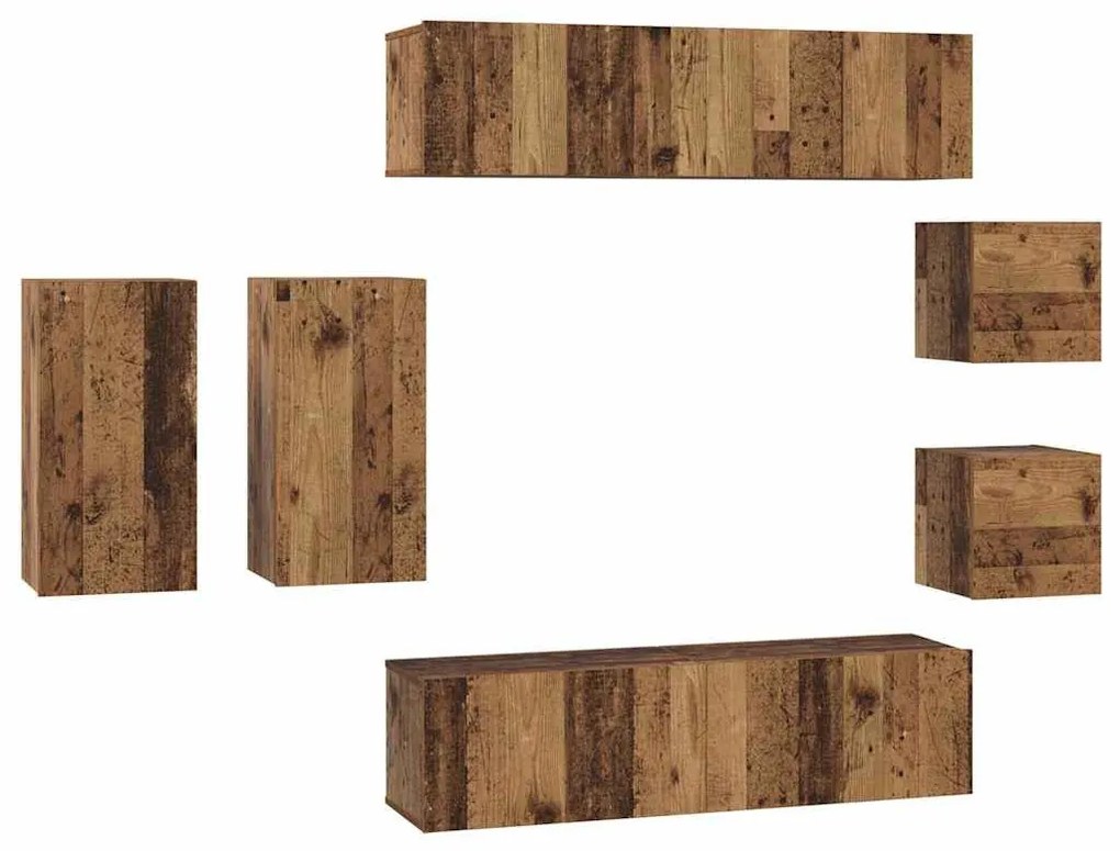 TV szekrény garnitúra 8 pcs Régi fa 30.5 x 30 x 60 cm Faanyag