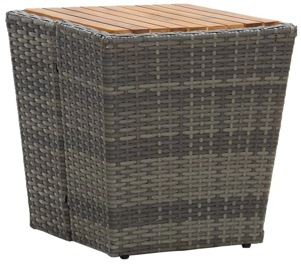 vidaXL szürke polyrattan és tömör akácfa teázóasztal 41,5x41,5x43 cm