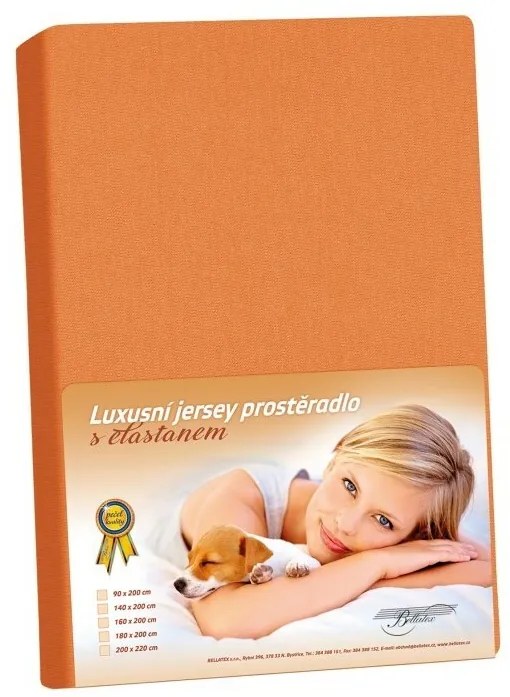 Jersey lepedő elasztánnal, mandarin színű, 140 x 200 cm