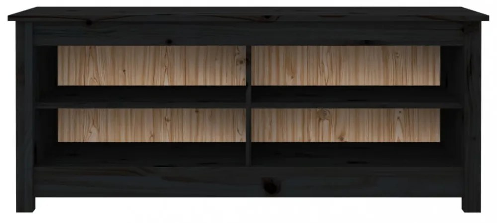 fekete tömör fenyőfa cipőtároló pad 110 x 38 x 45,5 cm