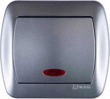 Egykapcsolós világító kapcsoló Kontakt Simon Akkord ezüst AW1L