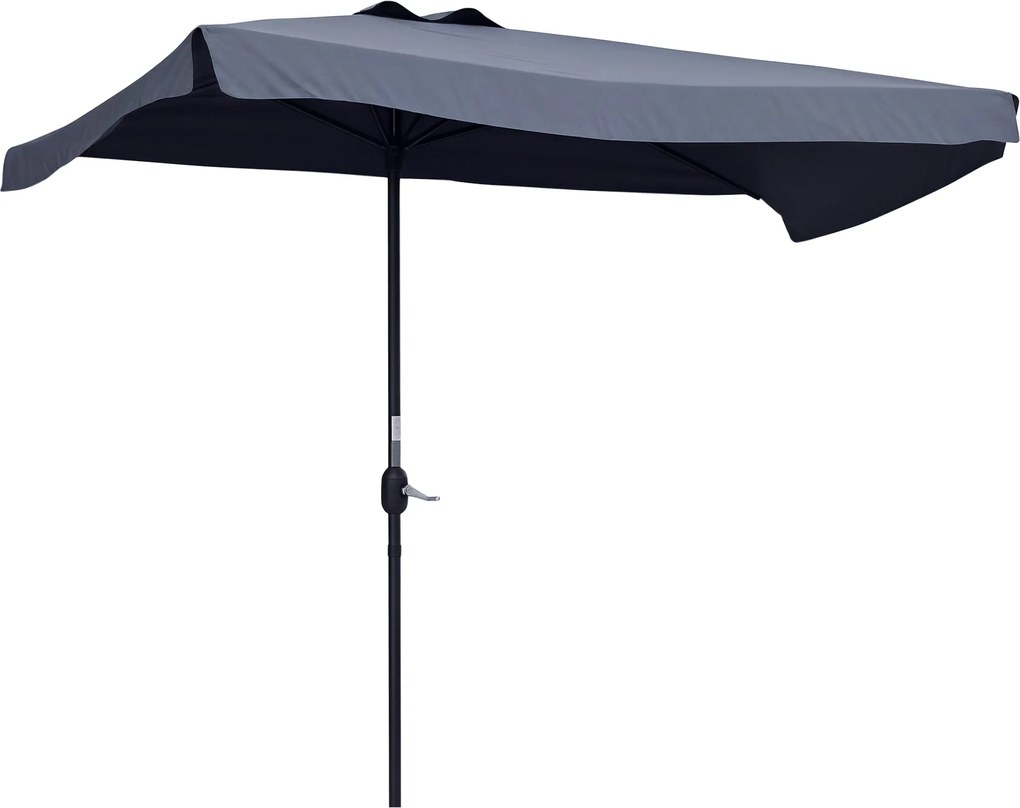 Outsunny Téglalap alakú Napernyő 230x130x249 cm Falra Szerelhető Közepes Napernyő Kézi Forgatóval UV Védelemmel Vízálló Napernyő Erkélyre Teraszra Ker