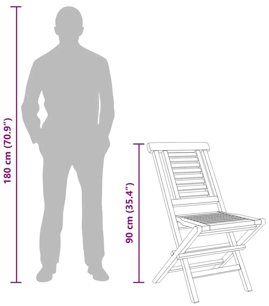 2 db tömör tíkfa összecsukható kerti szék 47 x 63 x 90 cm