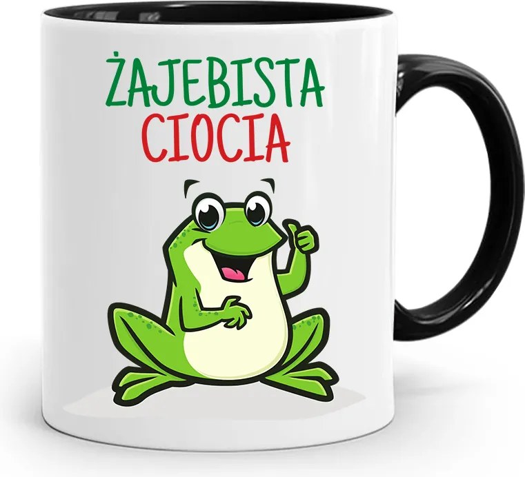 Bögre Fekete Ajándék Nagynéninek Békás Nagynéni nyomott mintával