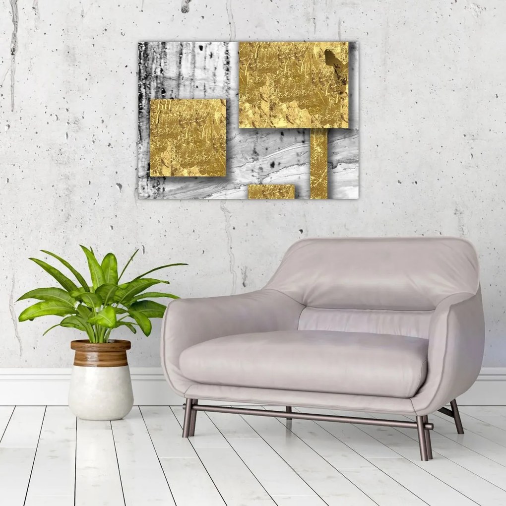 Üveg kép - Arany négyzetek N⁰3 (70x50 cm)