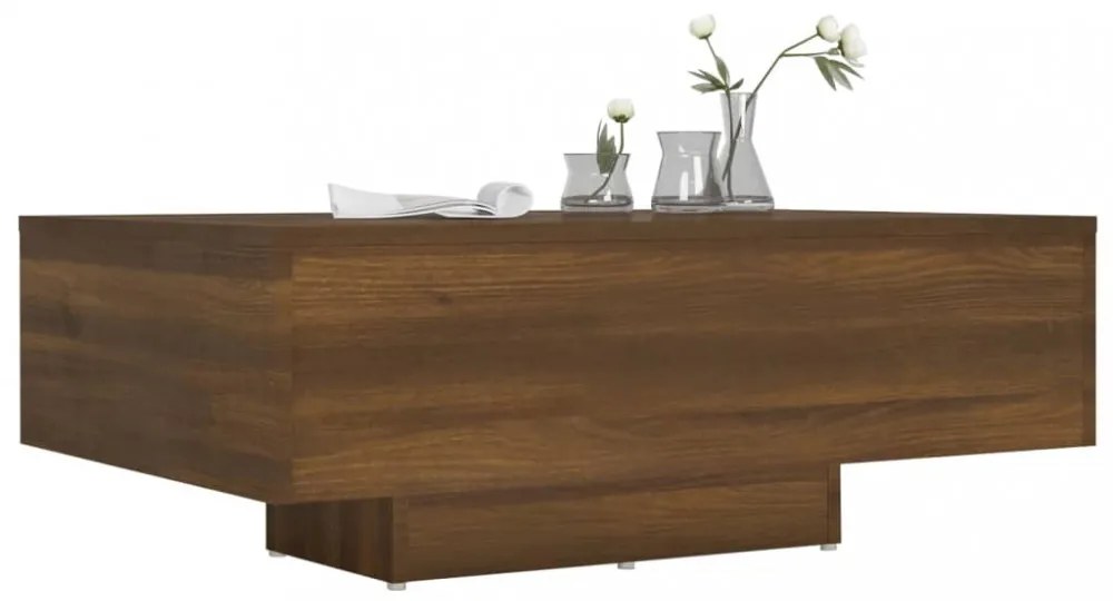 barna tölgy színű szerelt fa dohányzóasztal 85 x 55 x 31 cm