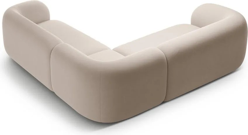 Bézs bársony sarokkanapé Kate – Micadoni