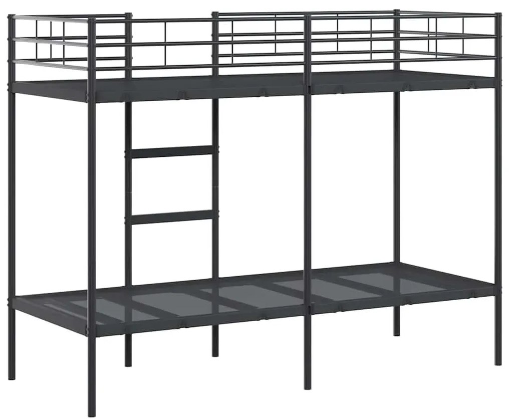 fekete acél emeletes ágy matrac nélkül 75 x 190 cm
