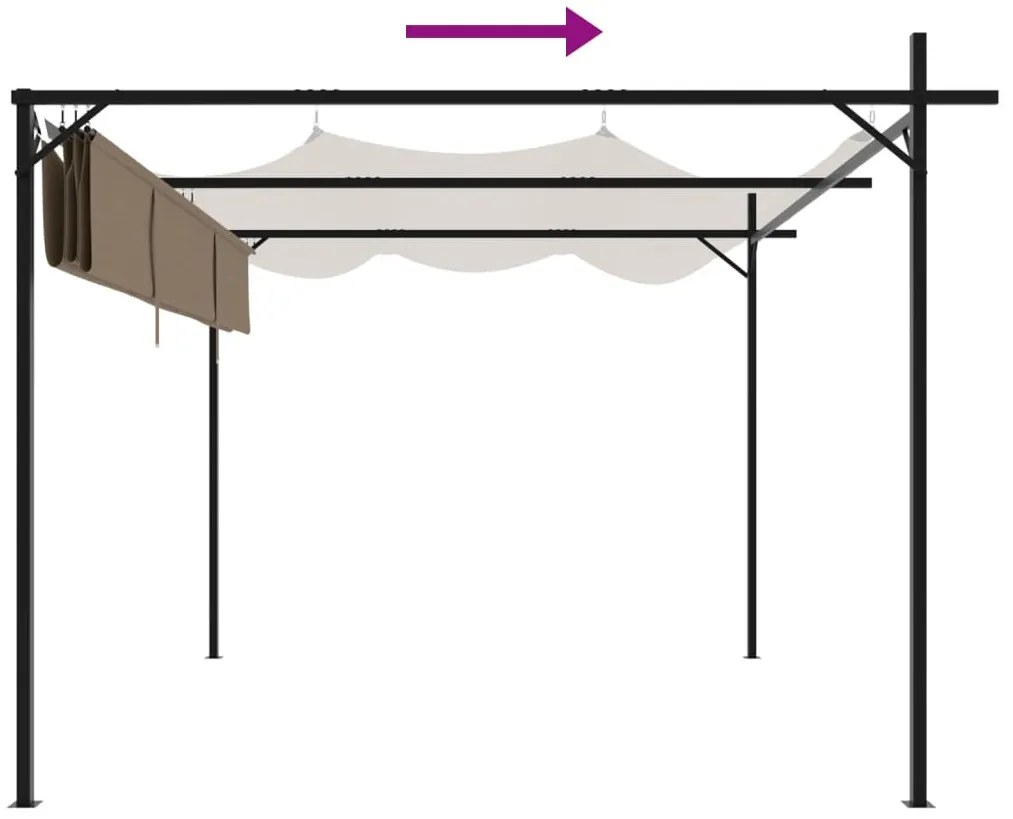 tópszínű pergola behúzható tetővel 295 x 292 x 230 cm