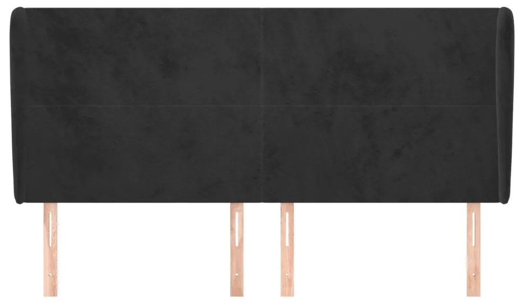 fekete bársony fejtámla szárnyakkal 163 x 23 x 118/128 cm