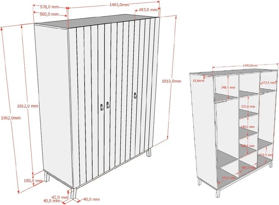 Bézs gyerek ruhásszekrény 149x196x58 cm Sezane – Vipack