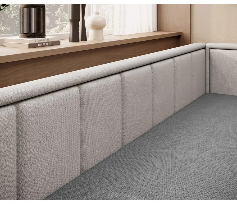 Szürke zsenília kinyitható-tárolóhelyes kanapé 214 cm Fulgeo – ELTAP