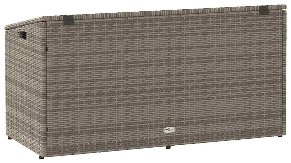 szürke polyrattan kerti tárolóláda 110x50x58 cm