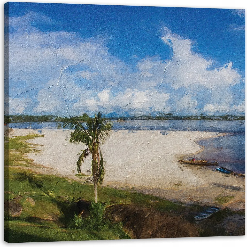 Vászonkép Tengerpart Víz Pálma Nap Tó 60X60 cm