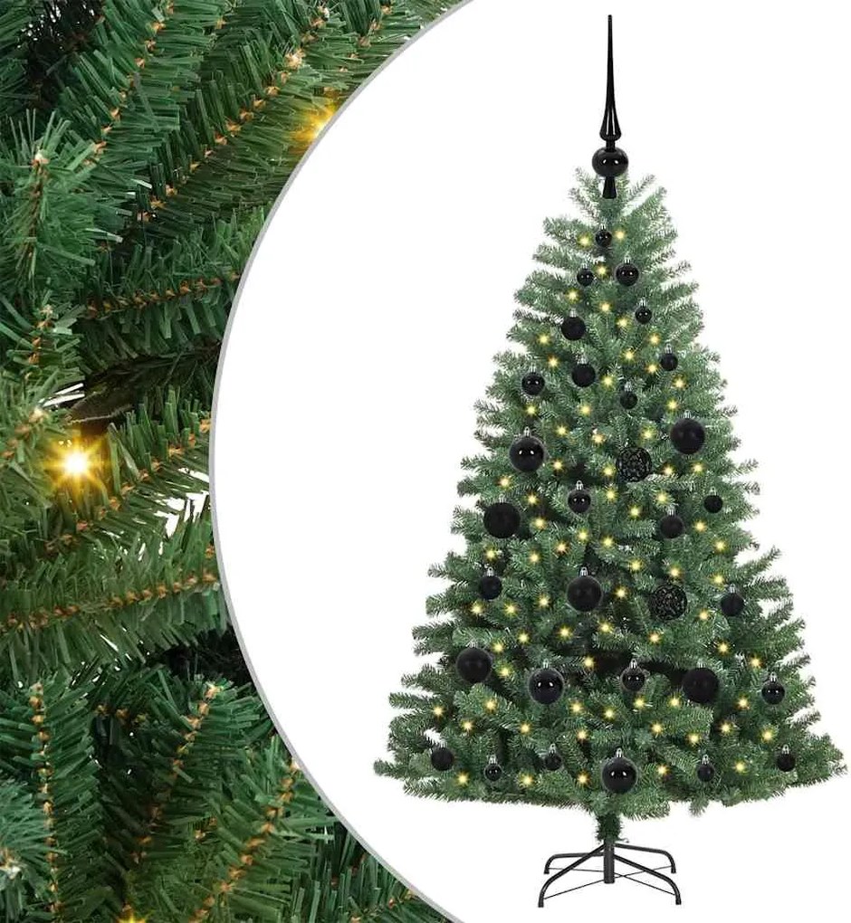 vidaXL Műanyag Hajtogatós Karácsonyfa Zöld 120 cm PVC és fém