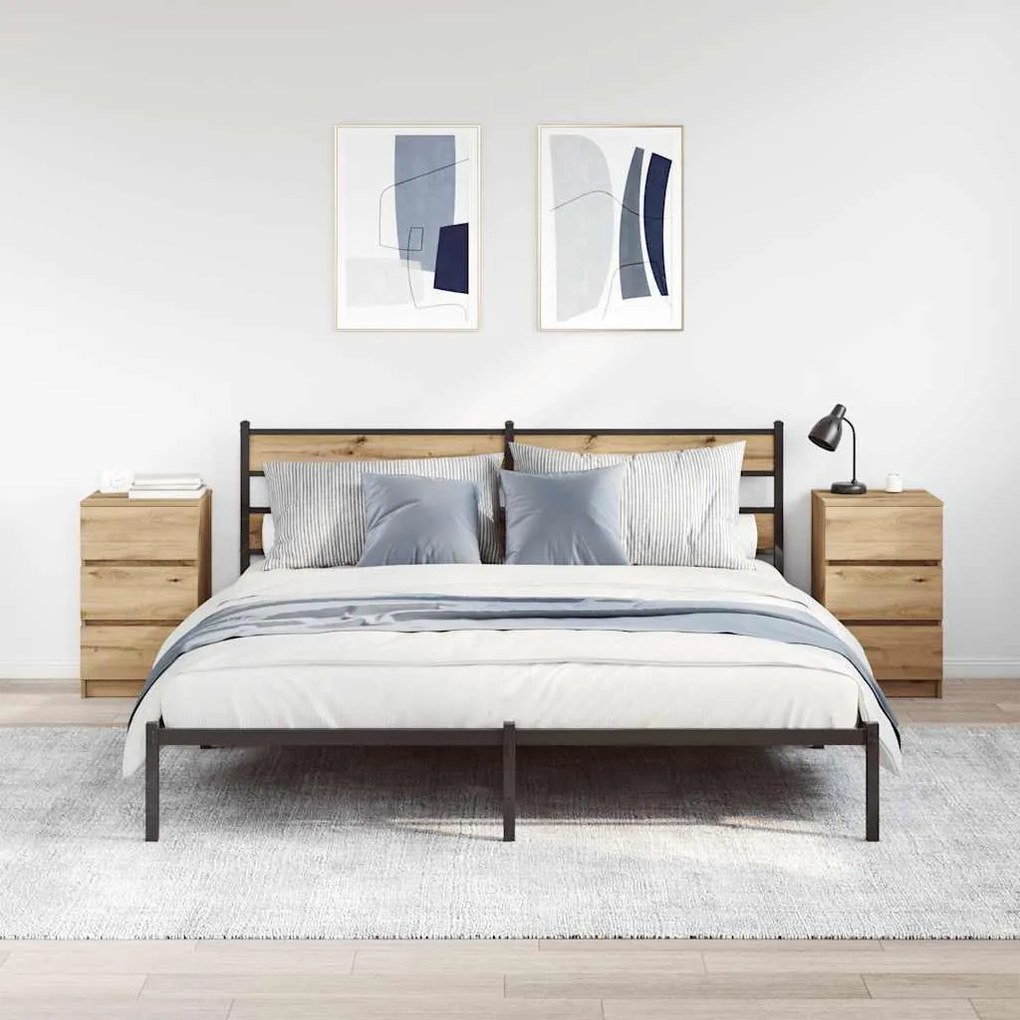 2 db kézműves tölgy éjjeliszekrények 3 fiókkal 39x35x65 cm