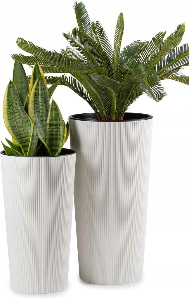 Virágtartó szett Eco fehér 2 db-os Virágtartó Magas Slim Elegáns Nappali Napellenző