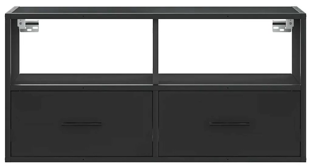 fekete szerelt fa és fém TV-szekrény 80x31x39,5 cm
