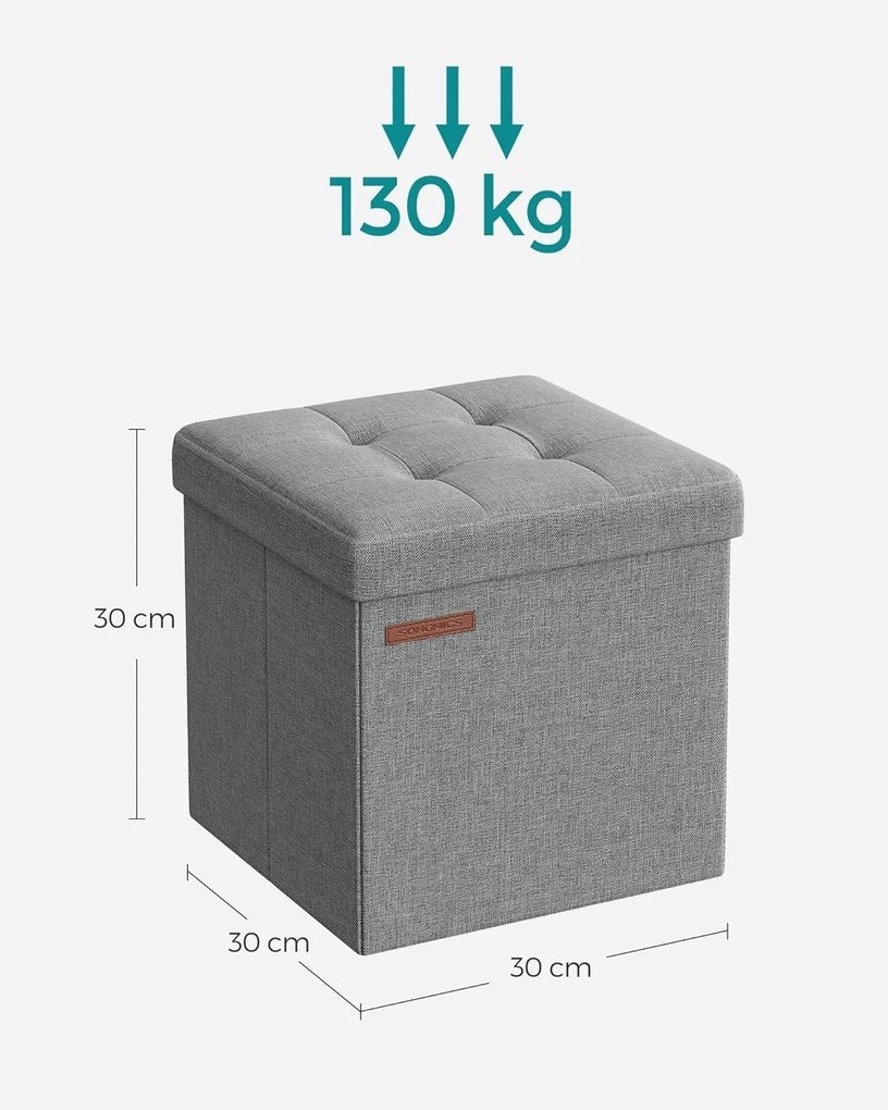 Összecsukható tároló pad, világosszürke 30x30x30cm