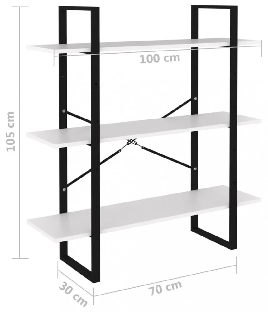 fehér forgácslap könyvszekrény 100 x 30 x 105 cm