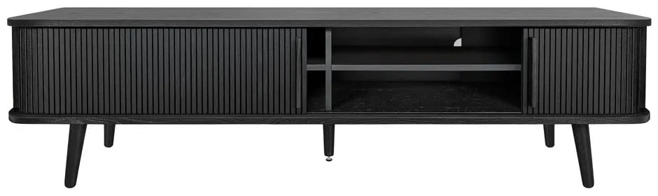 Fekete TV-állvány tölgyfa dekorral 178x50x40 cm Rove – Woodman