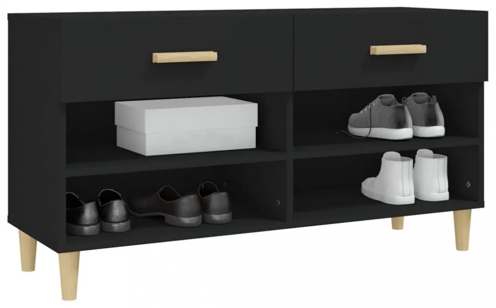 fekete szerelt fa cipősszekrény 102x35x55 cm