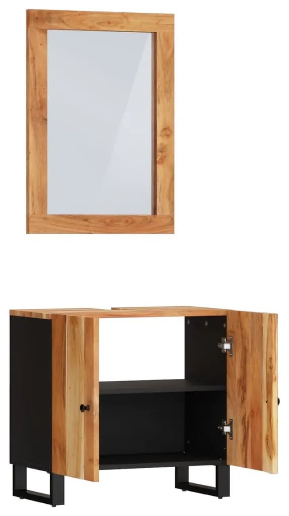 2 részes tömör akácfa fürdőszobai bútorszett