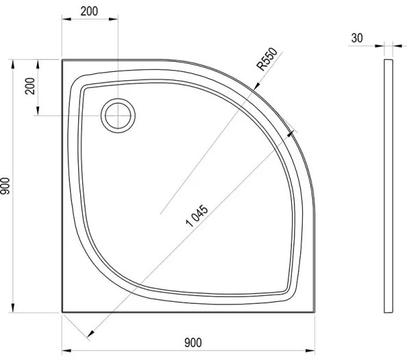 Ravak XA237711010B - ELIPSO negyedkör alakú zuhanytálca 90x90 cm, fehér