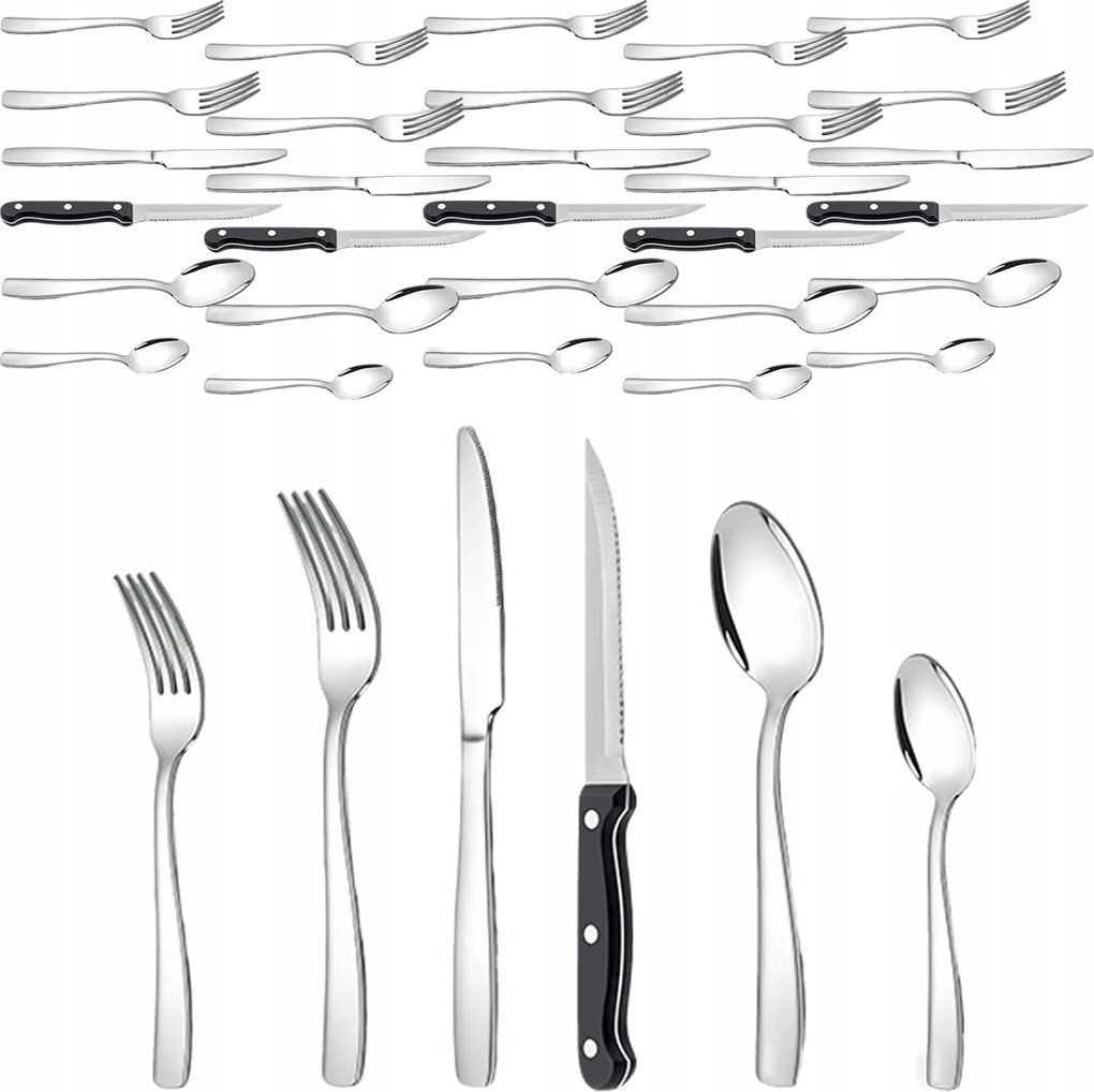 36 részes rozsdamentes acél evőeszköz készlet, modern, szett