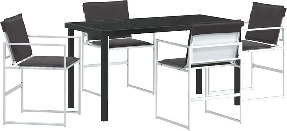 vidaXL Kert étkező szett 5 pcs Fehér Porszórt acél